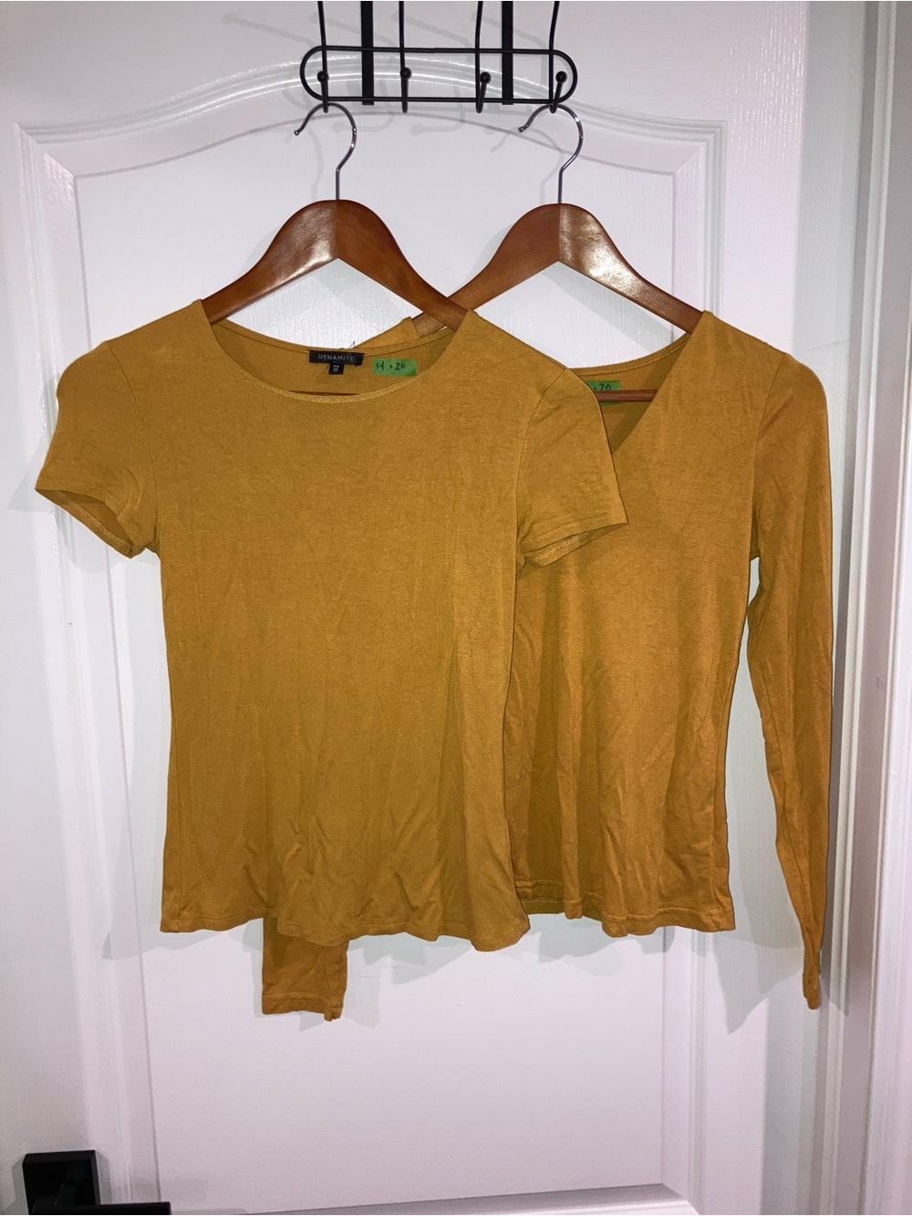 Dynamite Mustard Yellow Short + Long Sleeve Shirts (2PC) - size S
